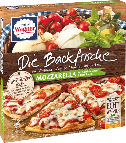 Wagner Die Backfrische Mozzarella Pizza mit Kirschtomaten und Basilikum,  (Tiefkühlpizza