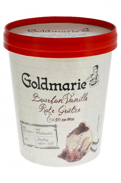 Goldmarie Eiscreme Bourbon Vanille Rote Grütze