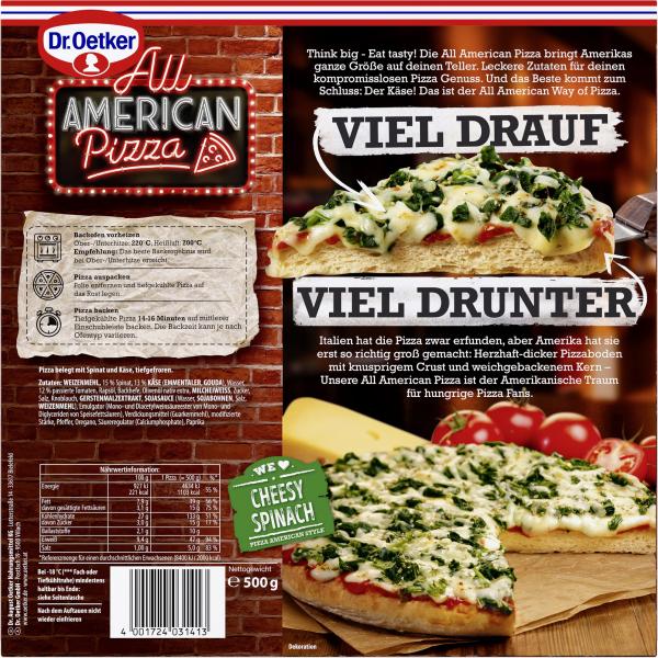 Dr Oetker All American Pizza Cheesy Spinach Online Kaufen Bei Mytime De