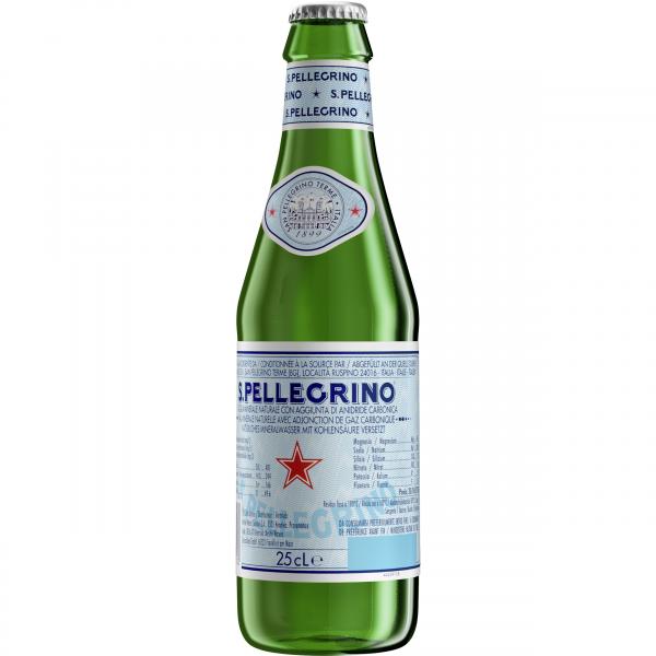 San Pellegrino Mineralwasser natur mit Kohlensäure Glasflasche (Mehrweg)