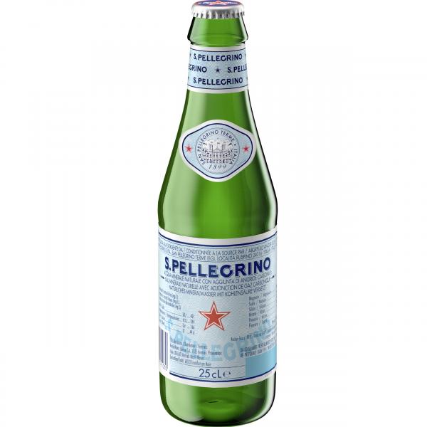 San Pellegrino Mineralwasser natur mit Kohlensäure Glasflasche (Mehrweg)