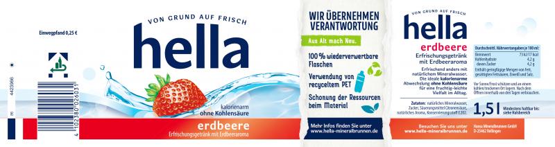 Hella Erfrischungsgetränk Erdbeere (Einweg)