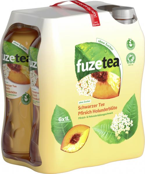 Fuze Tea Schwarzer Tee Pfirsich Holunderblüte ohne Zucker (Einweg)