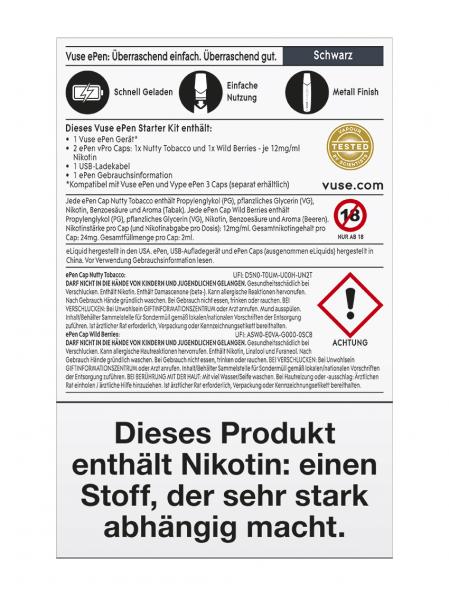 Vuse ePen Starter Kit Schwarz Nic Salts