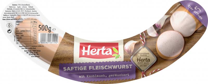 Herta Saftige Fleischwurst mit Knoblauch, geräuchert