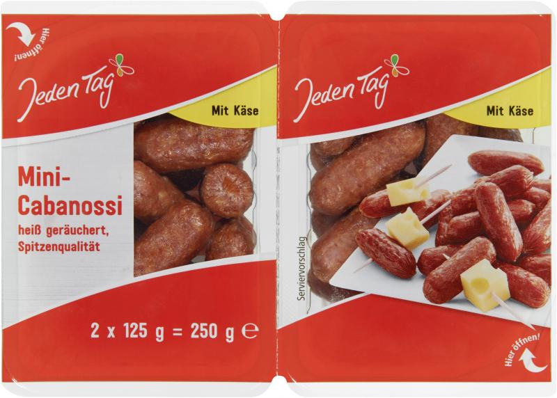 Jeden Tag Mini-Cabanossi mit Käse heißgeräuchert