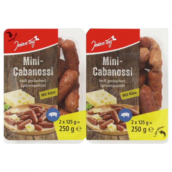 Jeden Tag Mini-Cabanossi mit Käse heißgeräuchert