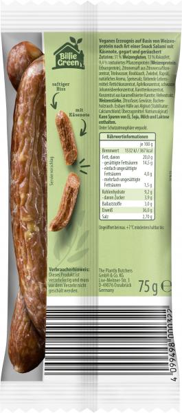 Billie Green Veganer Snack Salami-Style mit Käsenote