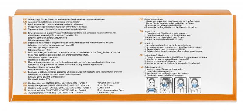 Nanologic Einwegmasken 3-lagig, 50 Stk.