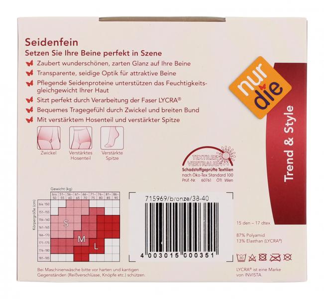 nur die Seidenfein Strumpfhose 15 den Gr. 38-40 S bronze