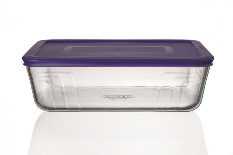 Pyrex Quadratischer Glasbehälter 2,6 Liter violett