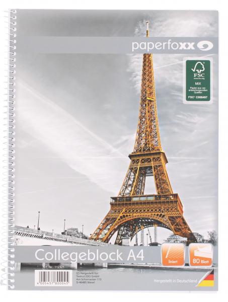Paperfoxx Collegeblock DIN A4 80 Blatt liniert