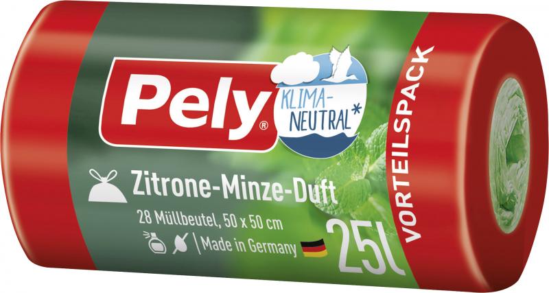 Pely Zugband-Müllbeutel 25 Liter Zitrone-Minze