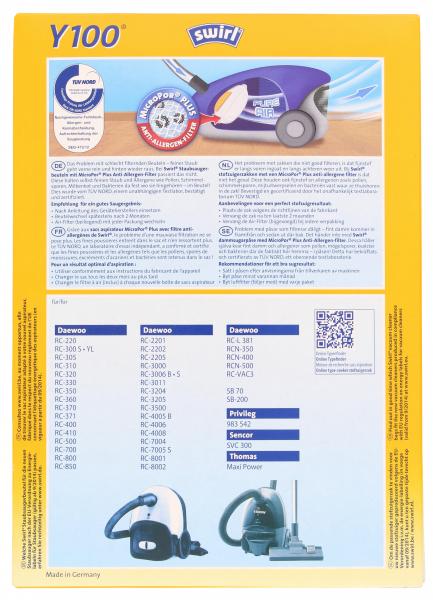 Swirl Staubfilterbeutel Y100 MicroPor