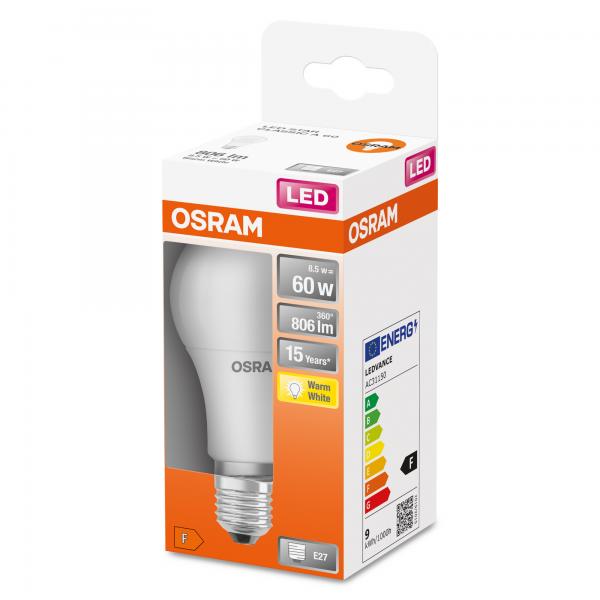 Osram LED Star Classic A60  8,5W E27 warmweiß