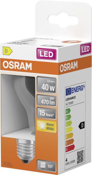 Osram LEDSCLA40 3,4W/827 230V FIL E27 warnweiß