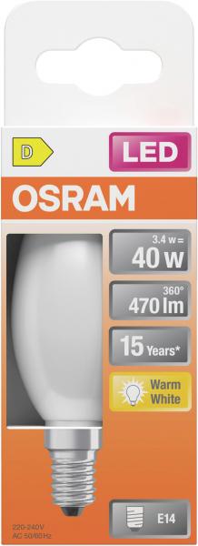 Osram LEDSCLB40 3,4W/827 230VGLFR E14 warmweiß