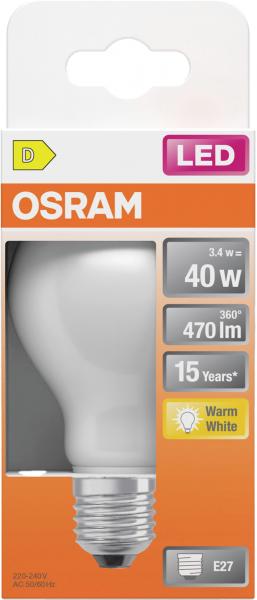 Osram LEDSCLA40 3,4W/827 230VGLFR E27 warmweiß
