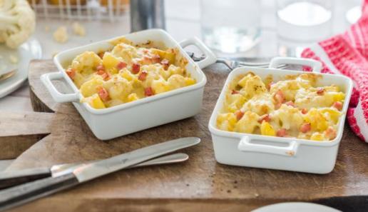 Blumenkohl-Kartoffel-Gratin mit Schinken Blumenkohl-Kartoffel-Gratin mit Schinken