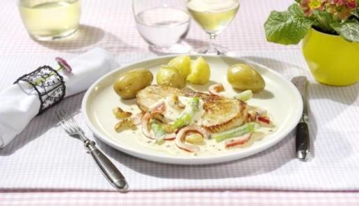 Frühlingsschnitzel in Kräuter-Rahm-Sauce Frühlingsschnitzel in Kräuter-Rahm-Sauce