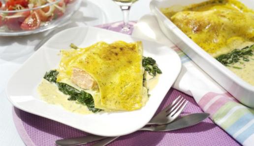 Blattspinat-Lasagne mit Lachs Blattspinat-Lasagne mit Lachs