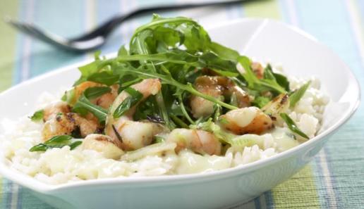 Gebratene Riesengarnelen in Spargelsauce Gebratene Riesengarnelen in Spargelsauce