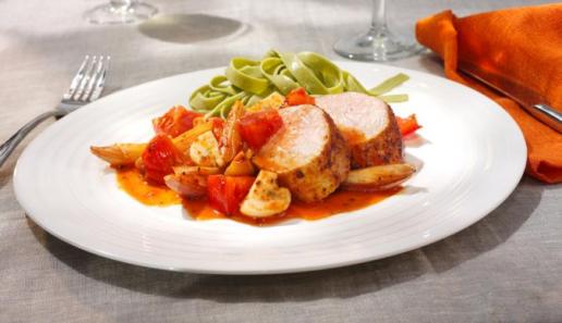 Schweinefilet mit Champignon-Tomatengemüse Schweinefilet mit Champignon-Tomatengemüse