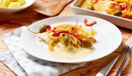 Scholle mit Paprika-Kapern-Gemüse Scholle mit Paprika-Kapern-Gemüse